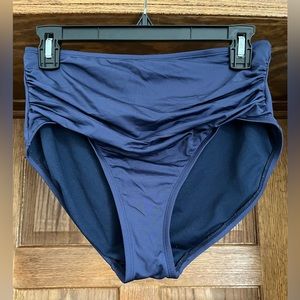 Kona Sol Women’s High Waisted Navy Bikini Bottoms Size Medium, High Coverage